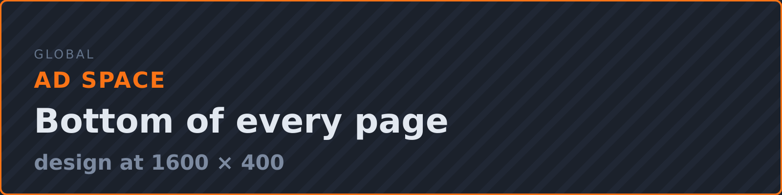 [AD SPACE] Footer strip · Bottom of every page — design 1600x400