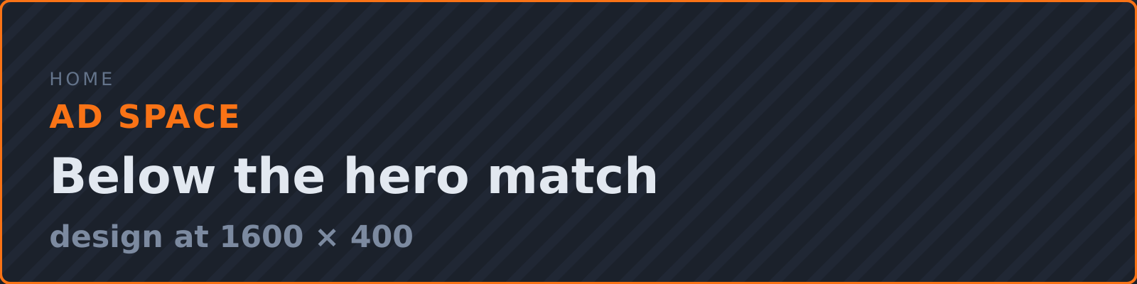 [AD SPACE] Home · Below the hero match — design 1600x400