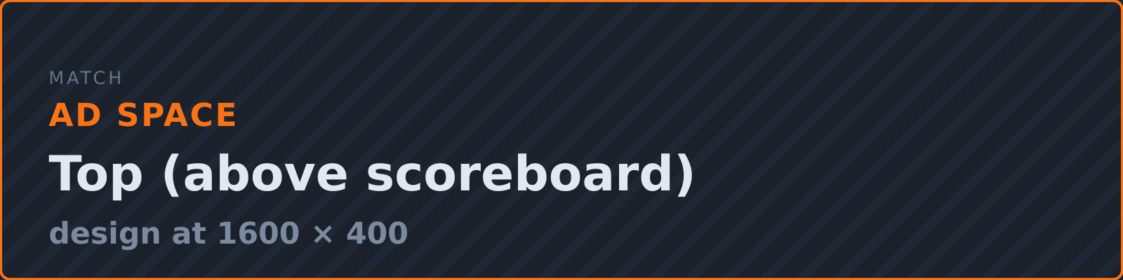 [AD SPACE] Match · Top (above scoreboard) — design 1600x400